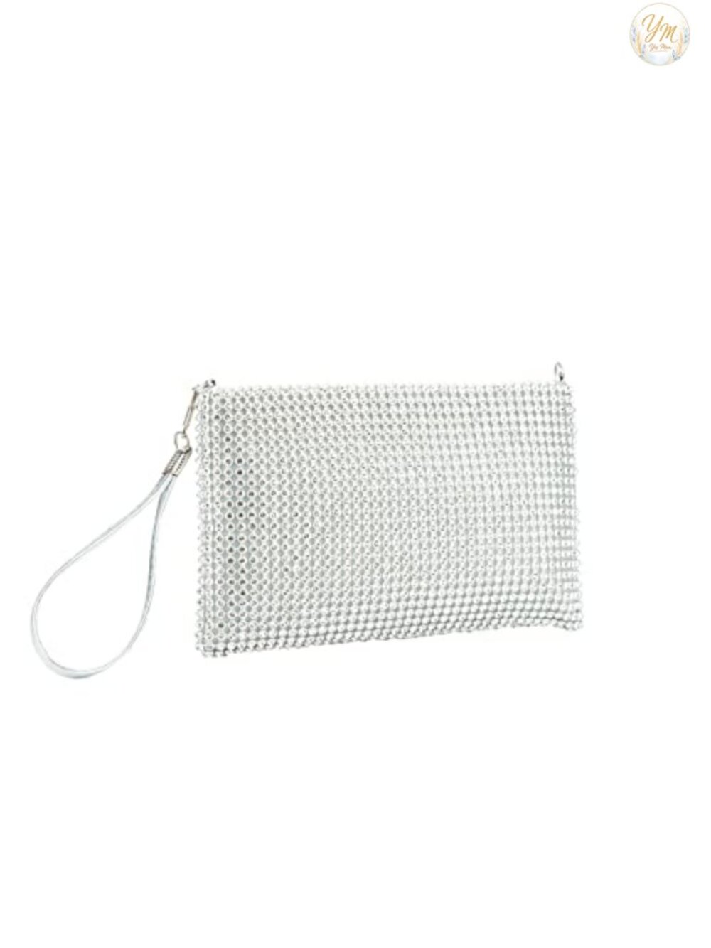 Rhinestone Mesh Wristlet Clutch Evening Bag Sparkly Chain Purse